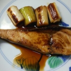 鰤の照り焼き白葱添え♡